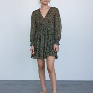 New Zara Long-Sleeved Printed Mini Dress